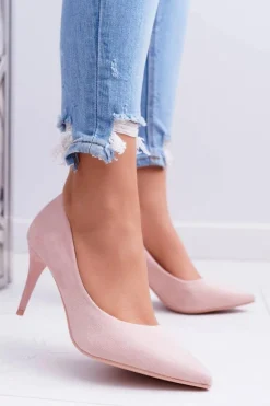 Szpilki Damskie Zamszowe W Szpic Różowe Cream