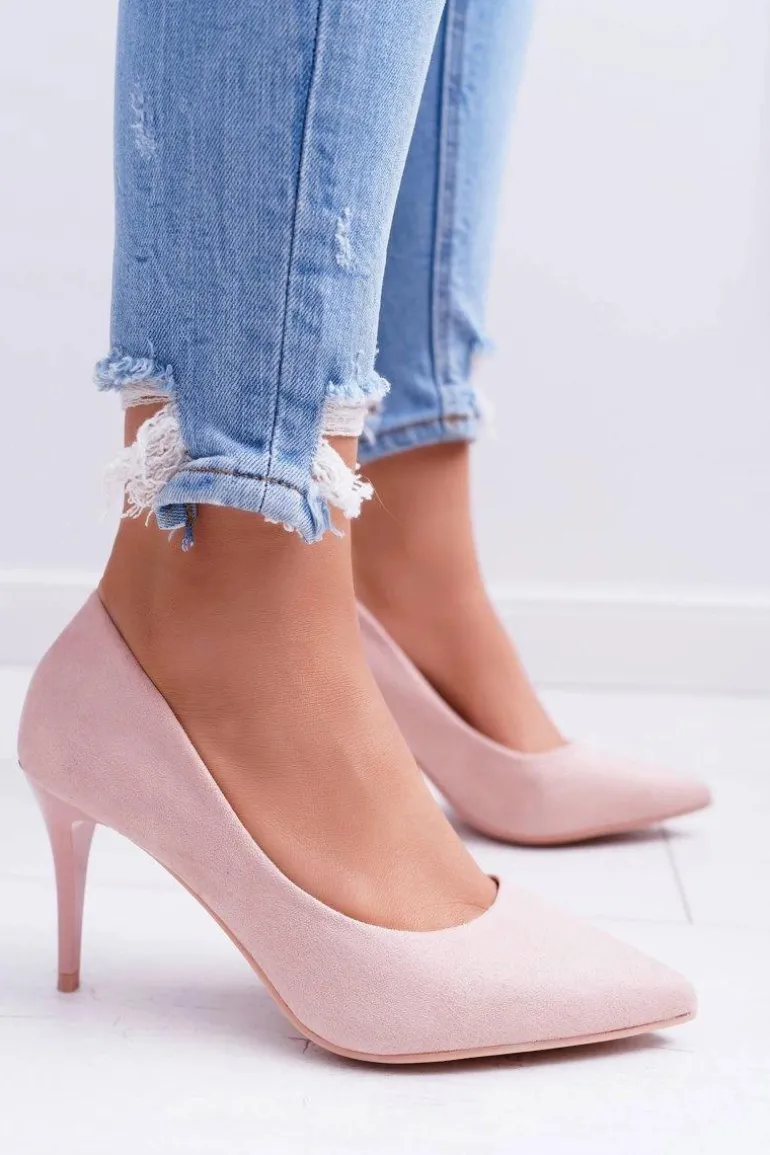 Szpilki Damskie Zamszowe W Szpic Różowe Cream