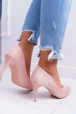 Szpilki Damskie Zamszowe W Szpic Różowe Cream