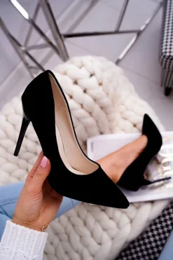 Szpilki Damskie Zamszowe Czarne Betty