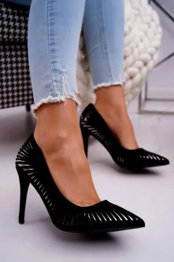 Szpilki Damskie Zamszowe Czarne Fenne