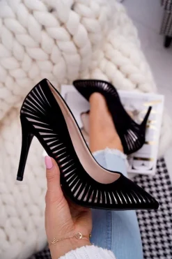 Szpilki Damskie Zamszowe Czarne Fenne