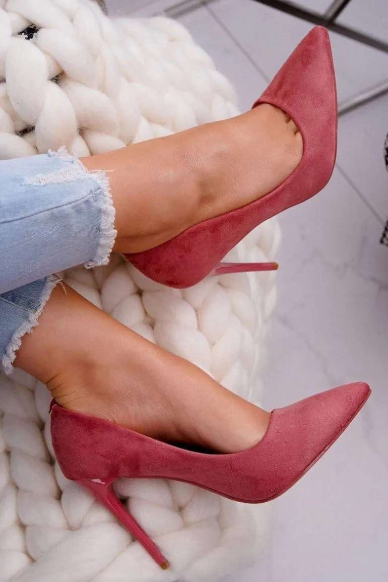 Szpilki Damskie Zamszowe Różowe Betty