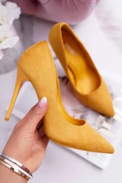 Szpilki Damskie Zamszowe Żółte Yanna