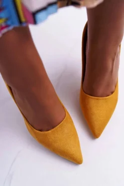 Szpilki Damskie Zamszowe Żółte Yanna