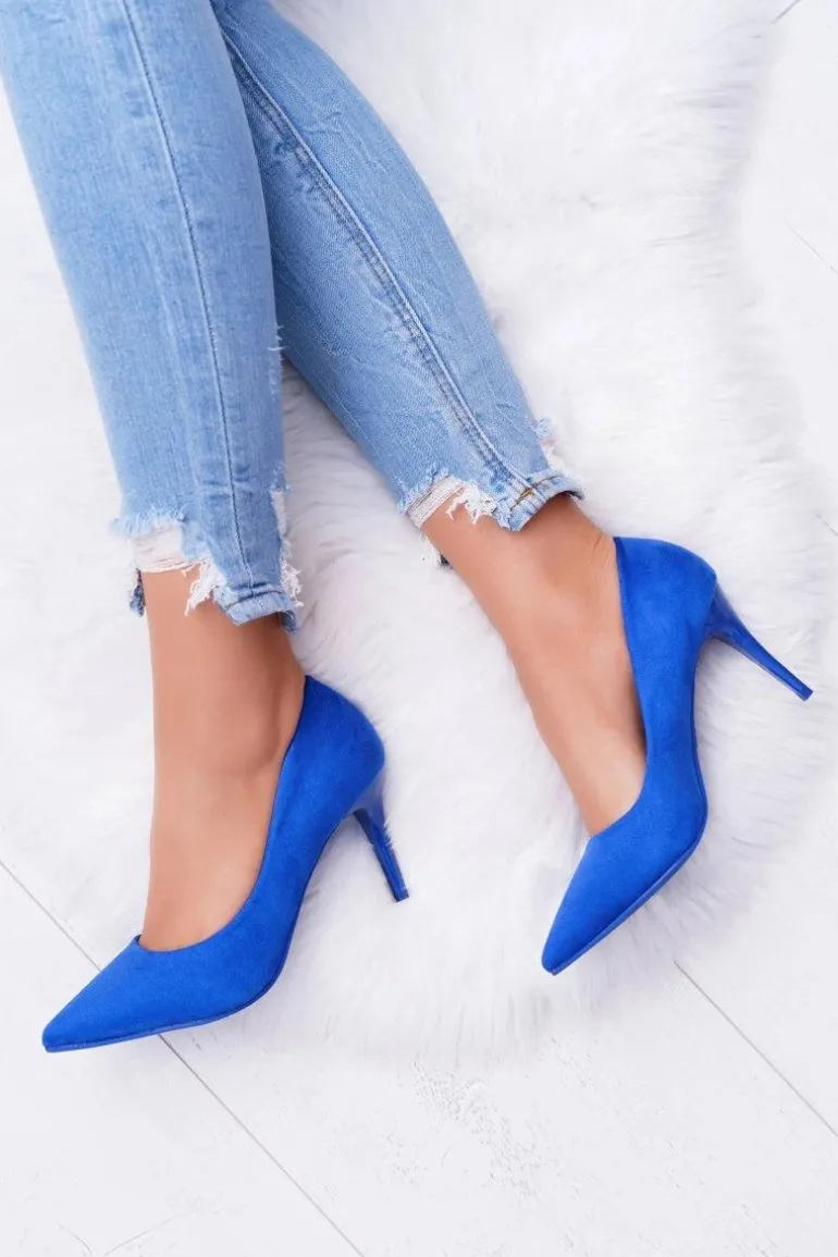 Szpilki Damskie Zamszowe W Szpic Niebieskie Cream