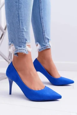 Szpilki Damskie Zamszowe W Szpic Niebieskie Cream