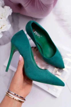 Szpilki Damskie Zamszowe Zielone Yanna