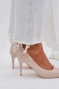 Szpilki Lakierowane Ze Szpiczastymi Noskami Beżowe Laniffia