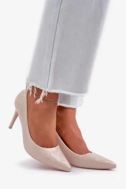 Szpilki Lakierowane Ze Szpiczastymi Noskami Beżowe Laniffia