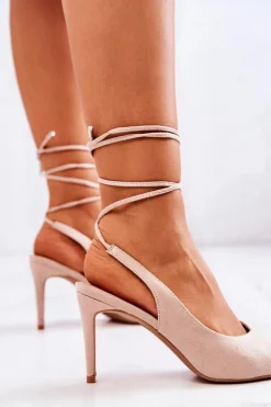 Szpilki Wiązane Beżowe Kallie