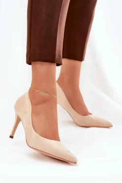 Szpilki Z Eko Zamszu Beżowe Vannith
