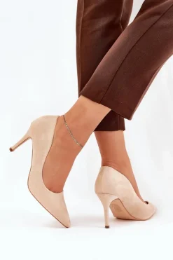 Szpilki Z Eko Zamszu Beżowe Vannith