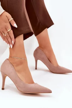 Szpilki Z Eko Zamszu Khaki Vannith