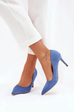 Szpilki Z Eko Zamszu Niebieskie Vannith