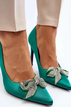 Szpilki Z Kokardą Zielone Fairine