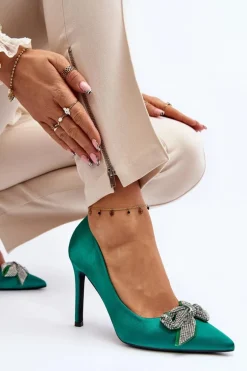 Szpilki Z Kokardą Zielone Fairine