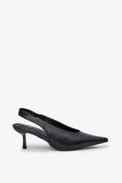 Szpilki Z Odkrytą Piętą Eko Skórzane Czarne Aricandia