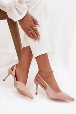 Szpilki Z Odkrytymi Piętami Beżowe Lenira