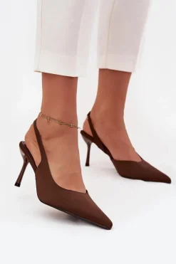 Szpilki Z Odkrytymi Piętami Czekoladowe Lenira
