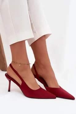 Szpilki Z Odkrytymi Piętami Bordowe Lenira