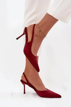 Szpilki Z Odkrytymi Piętami Bordowe Lenira