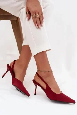 Szpilki Z Odkrytymi Piętami Bordowe Lenira