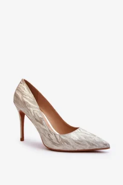 Szpilki Zdobione Brokatem Złote Klonisa