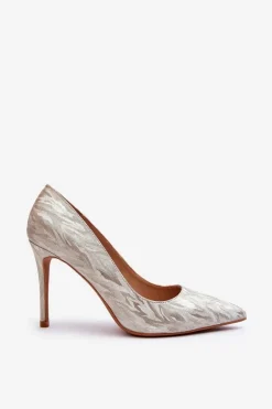 Szpilki Zdobione Brokatem Złote Klonisa