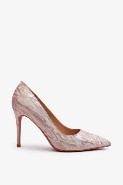 Szpilki Zdobione Brokatem Champagne Klonisa