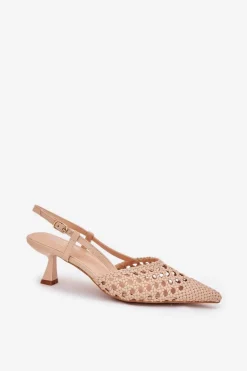 Szpilki Ze Szpiczastym Noskiem I Odkrytą Piętą Beżowe Umirana