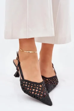 Szpilki Ze Szpiczastym Noskiem I Odkrytą Piętą Czarne Umirana