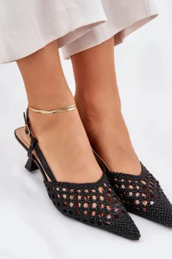 Szpilki Ze Szpiczastym Noskiem I Odkrytą Piętą Czarne Umirana