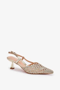 Szpilki Ze Szpiczastym Noskiem I Odkrytą Piętą Złote Umirana