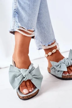 Sztruksowe Klapki Na Korku Miętowe Summertime