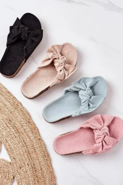 Sztruksowe Klapki Na Korku Czarne Summertime