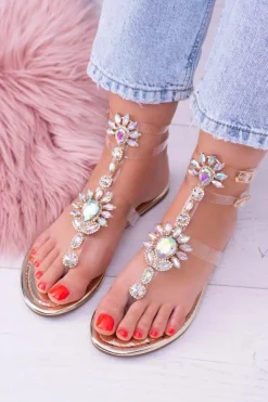 Tanie Buty Lu Boo Eleganckie Transparentne Sandały Cyrkonie Nomire