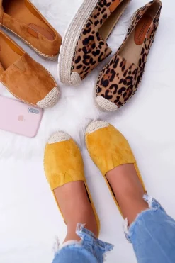 Żółte Wsuwane Zamszowe Espadryle Mariako