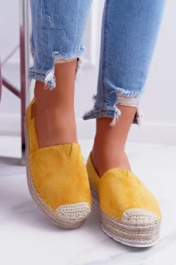Żółte Wsuwane Zamszowe Espadryle Mariako