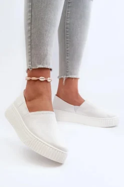 Tenisówki Damskie Na Platformie NN276006 Memory Foam System Białe