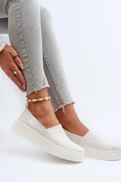 Tenisówki Damskie Na Platformie NN276006 Memory Foam System Białe