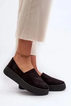 Tenisówki Damskie Na Platformie NN276010 Memory Foam System Czarne