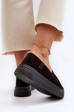 Tenisówki Damskie Na Platformie NN276010 Memory Foam System Czarne