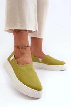 Tenisówki Damskie Na Platformie NN276008 Memory Foam System Limonkowe