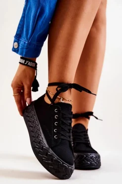 Tenisówki Na Masywnej Platformie Czarne Suzane