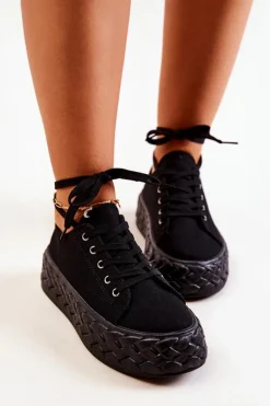 Tenisówki Na Masywnej Platformie Czarne Suzane