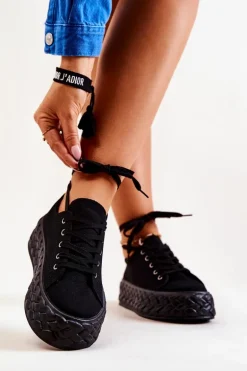 Tenisówki Na Masywnej Platformie Czarne Suzane