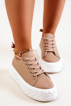 Tenisówki Na Masywnej Platformie Beżowe Suzane