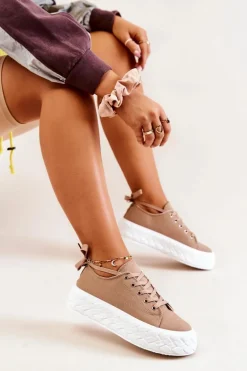 Tenisówki Na Masywnej Platformie Beżowe Suzane