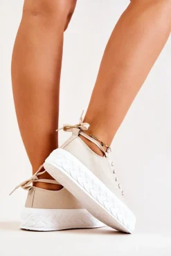 Tenisówki Na Masywnej Platformie Jasnobeżowe Suzane